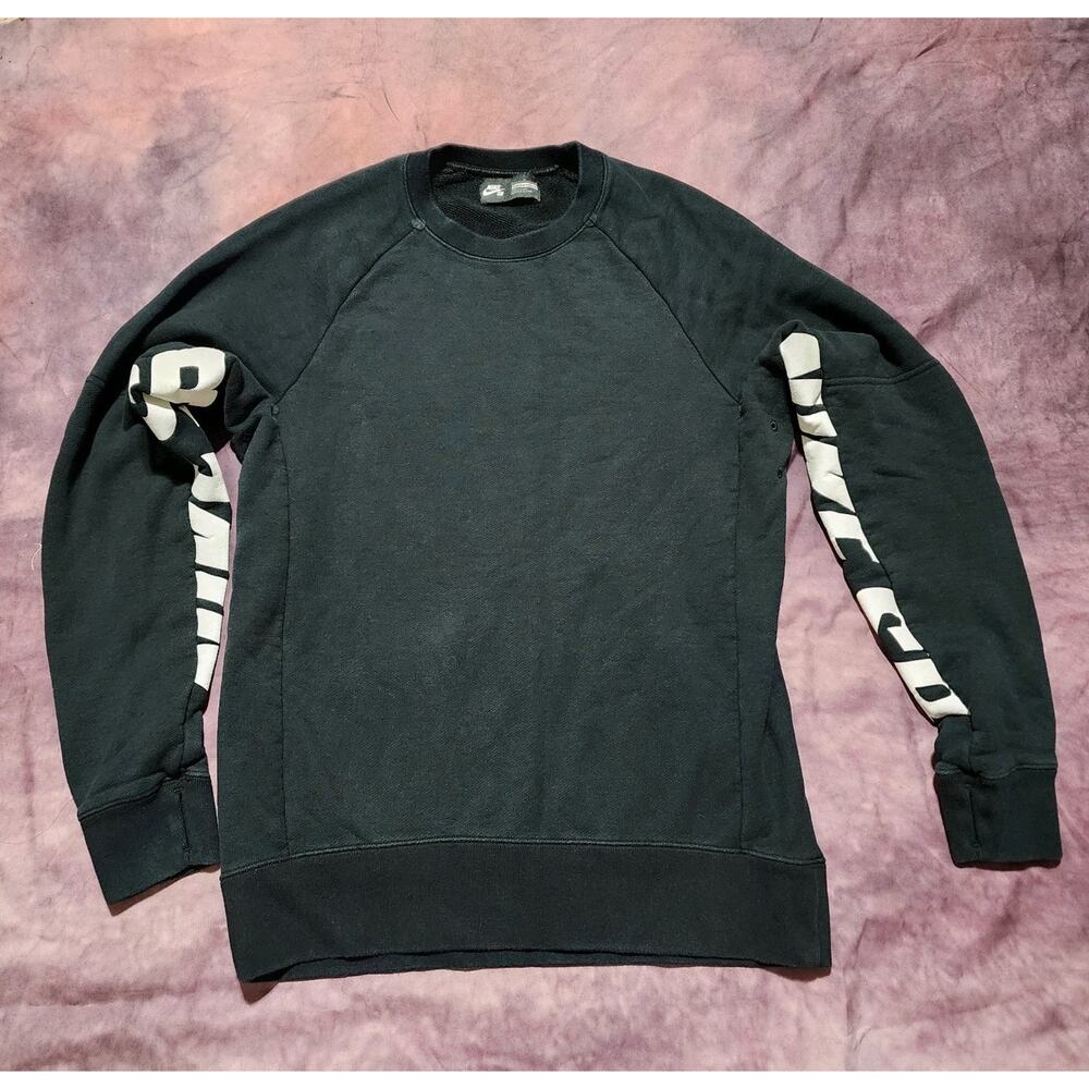 Nike SB Black Men's Fleece Crewneck Logo Sweatshirt 693218-010 I184 S MED VTG